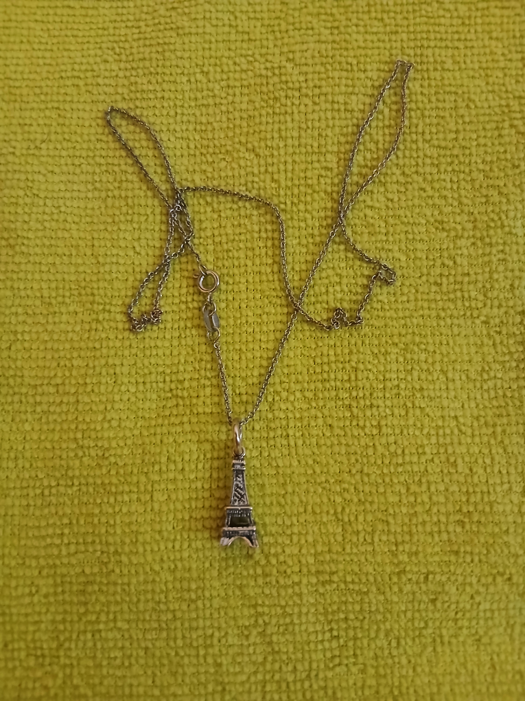 Silver Eiffel Tower Pendant with Necklace