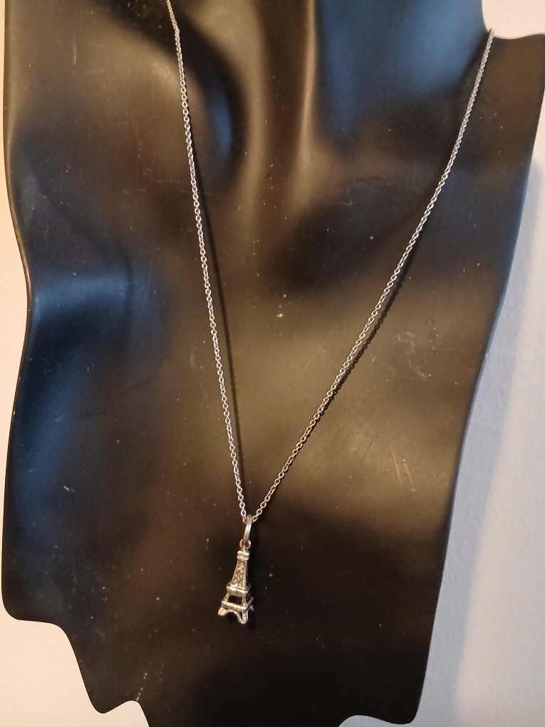 Silver Eiffel Tower Pendant with Necklace - photo 2