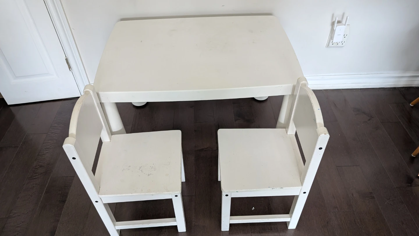 White Kids Table and 2 Chairs Set - photo 3