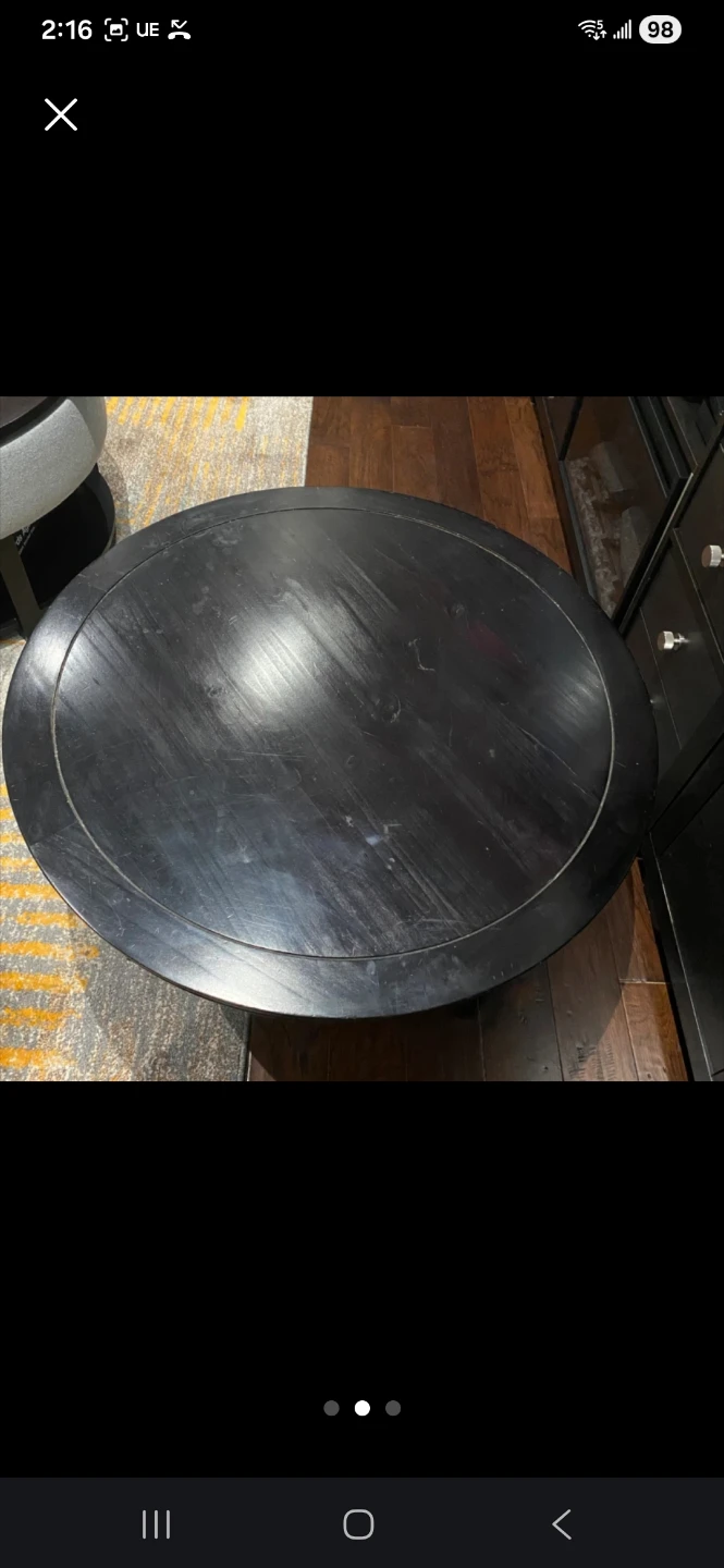 Black Round Coffee Table with Lower Shelf 🥕 - photo 2