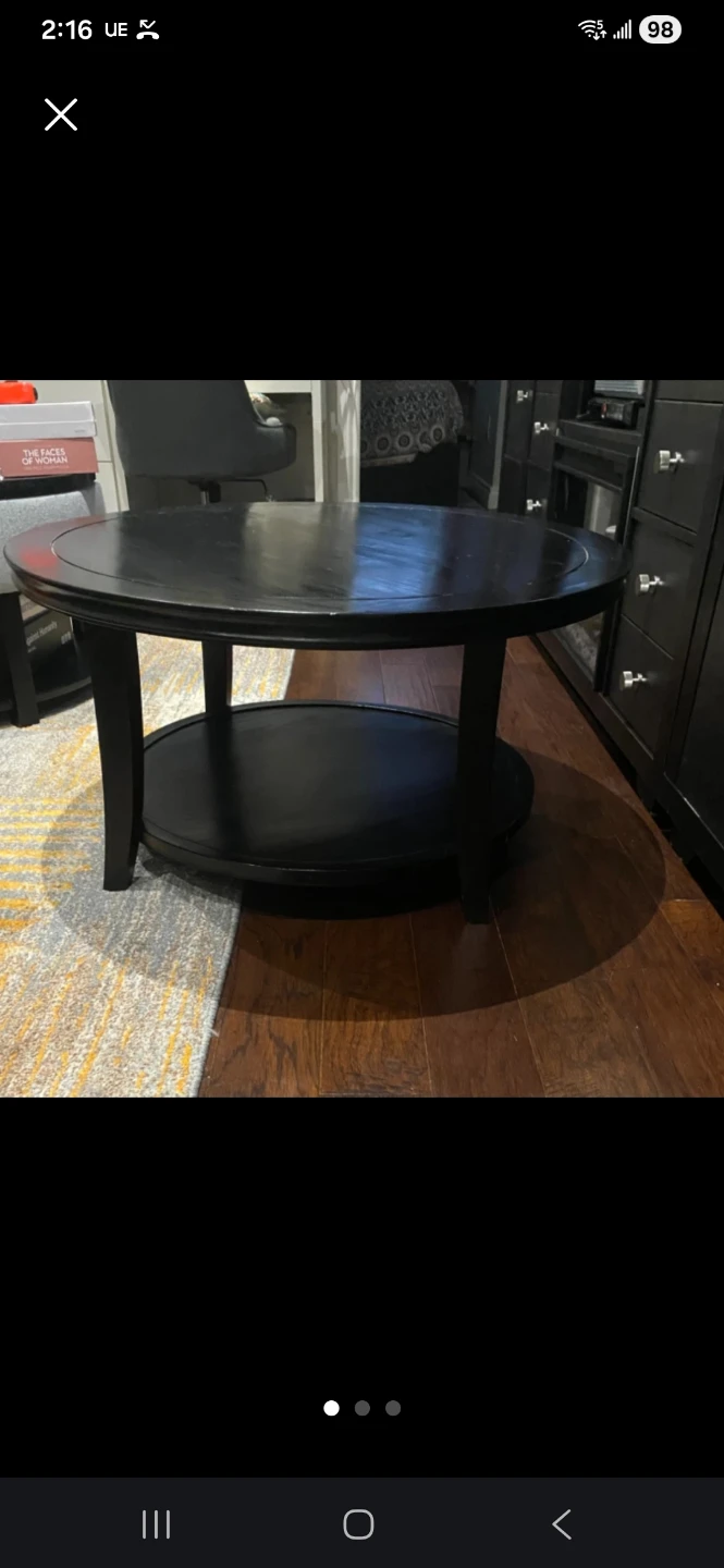 Black Round Coffee Table with Lower Shelf 🥕 - photo 3