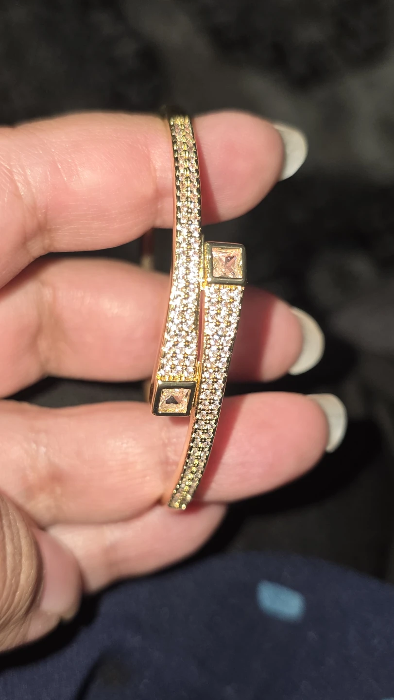Gold-plated Bracelets with Rhinestones - photo 2