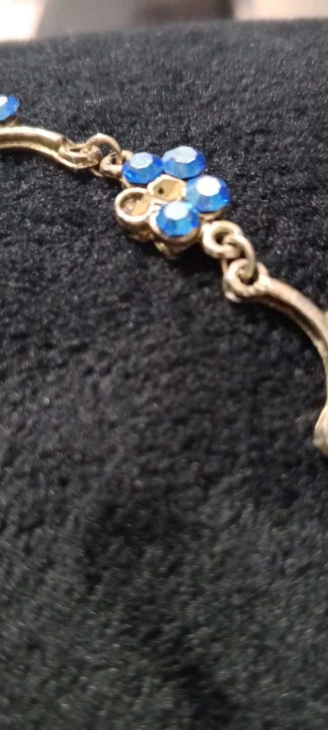 Vintage 🔥 Silver-tone necklace with blue flower charms - photo 3