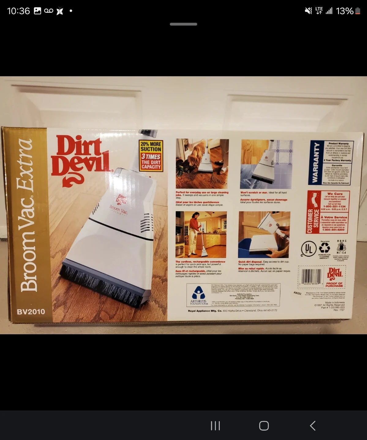 Dirt Devil Broom Vac Extra BV2010 Cordless Vacuum - photo 2