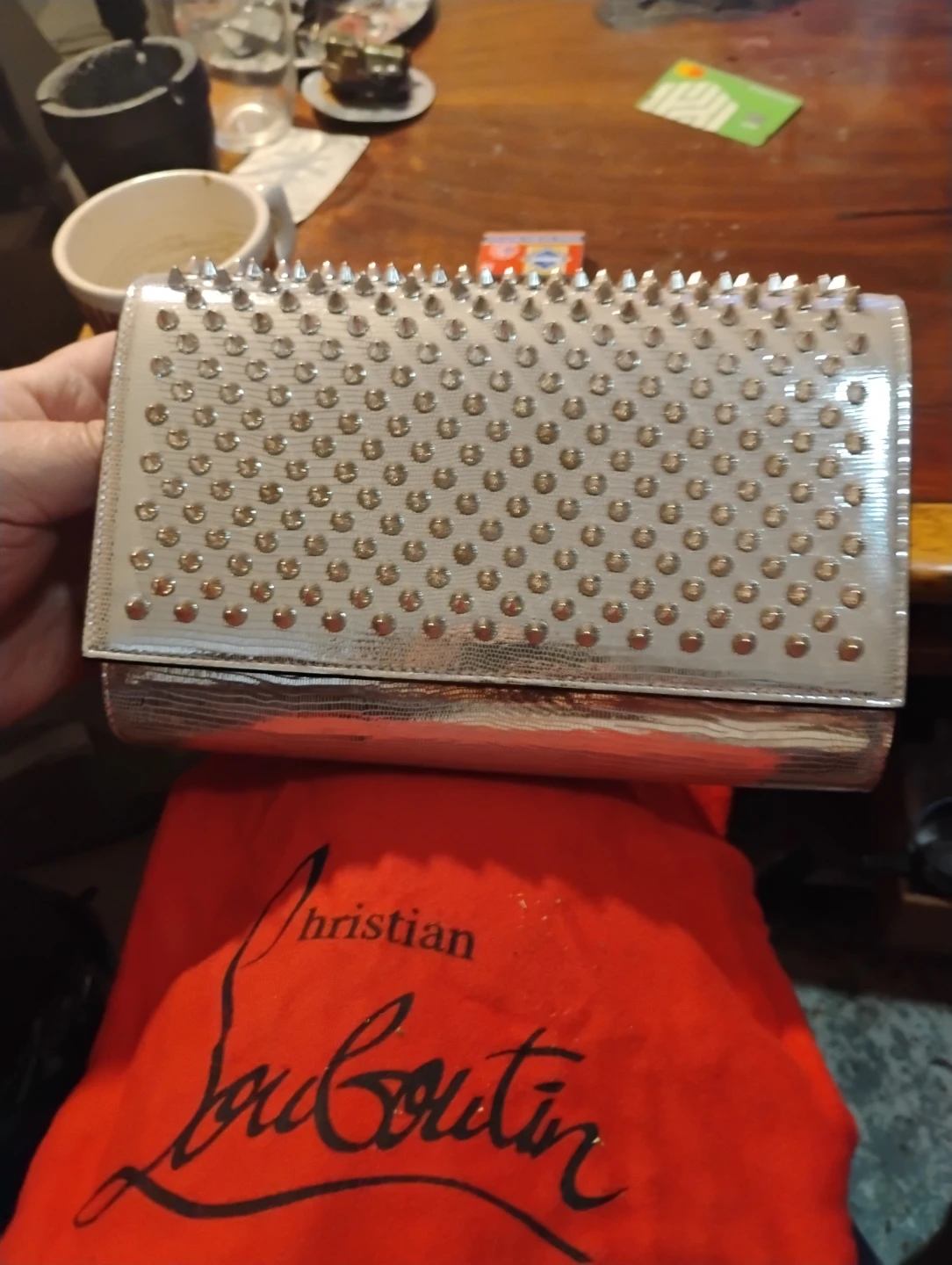 Christian Louboutin Studded Denim Heels & Clutch Set - photo 4