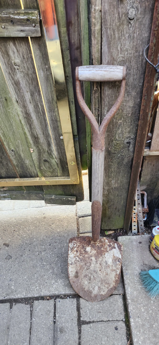 Vintage Garden Shovel with metal Wooden Handle