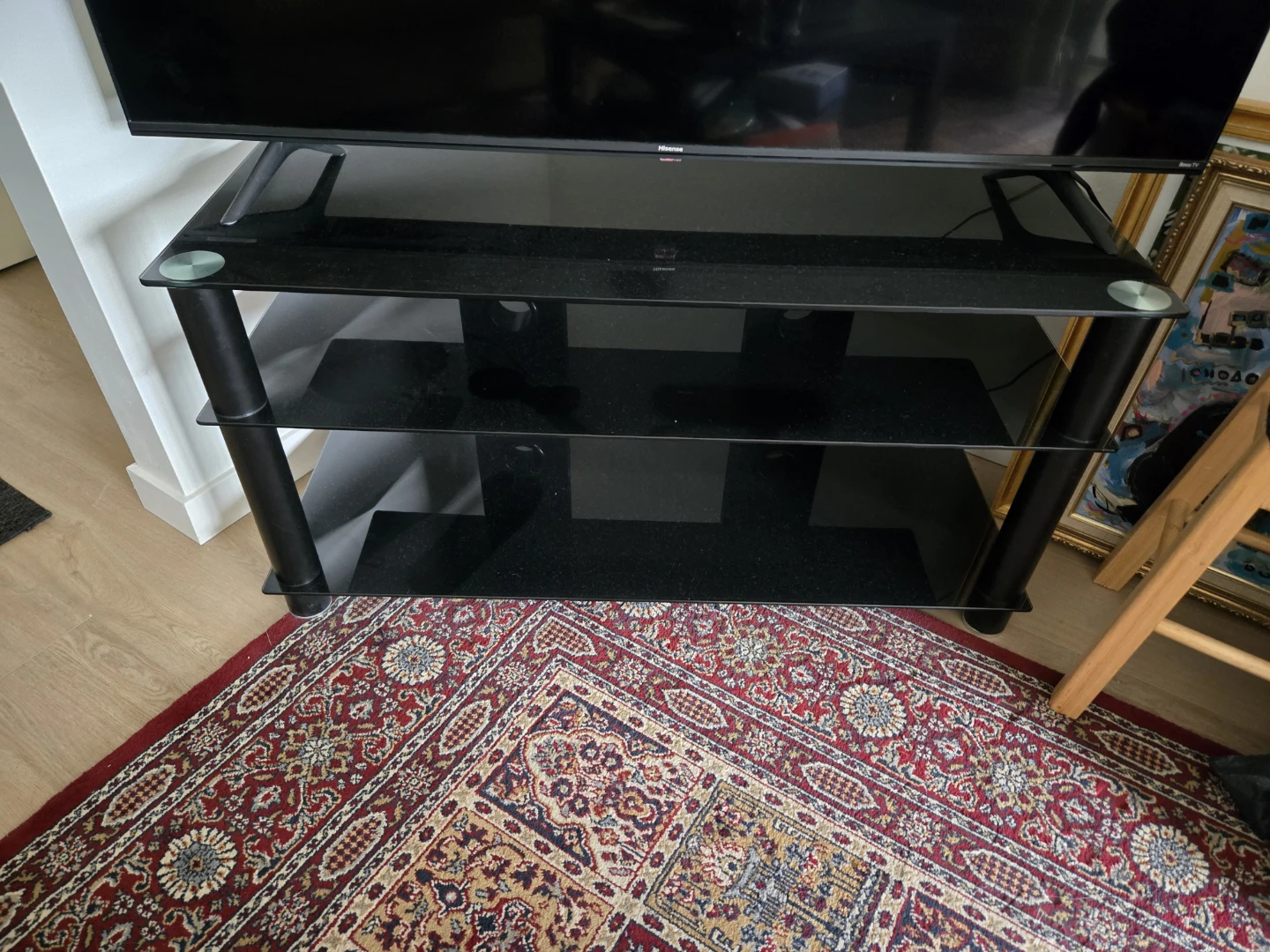 Black Glass 3-Tier TV Stand