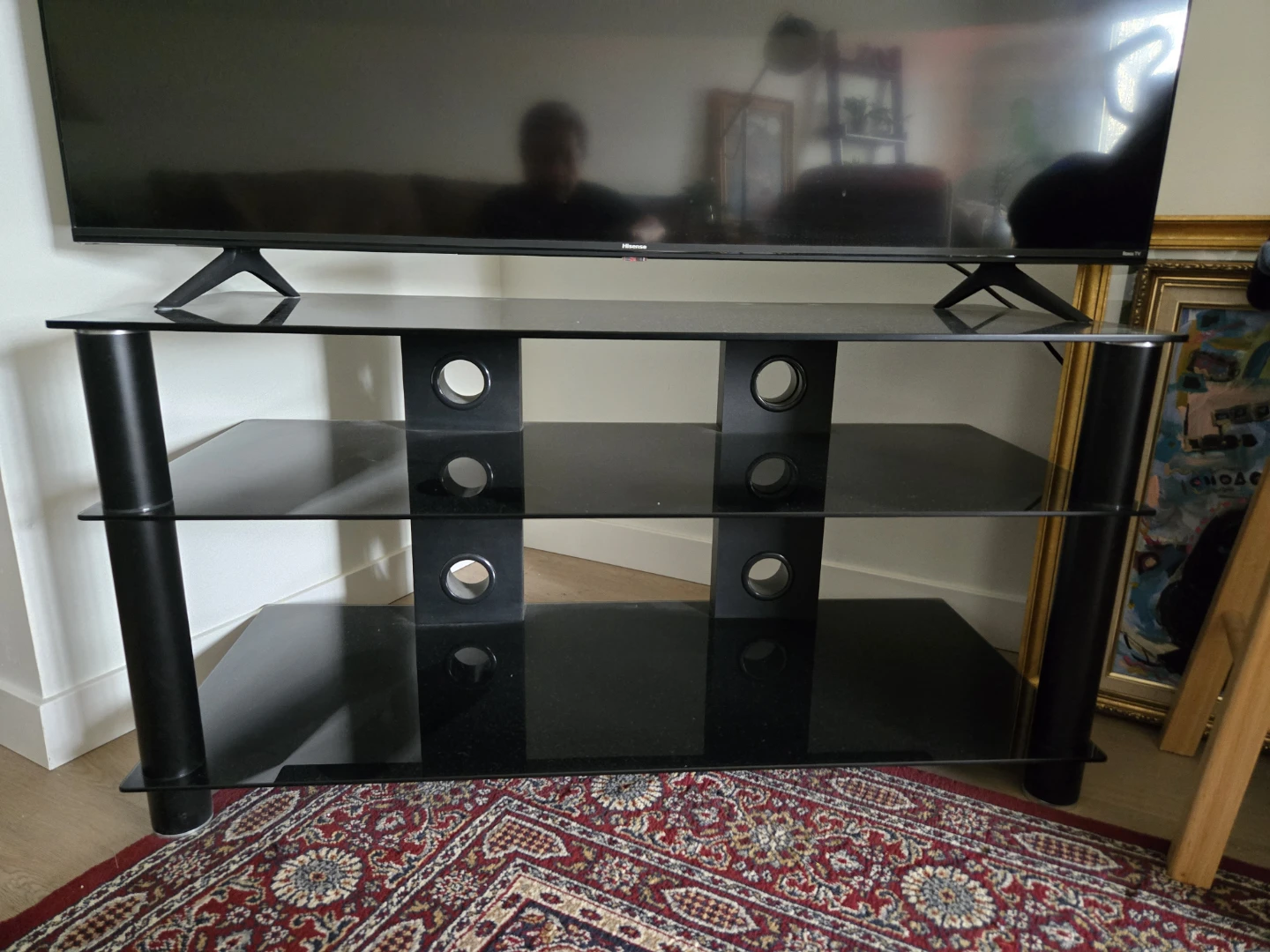 Black Glass 3-Tier TV Stand - photo 2