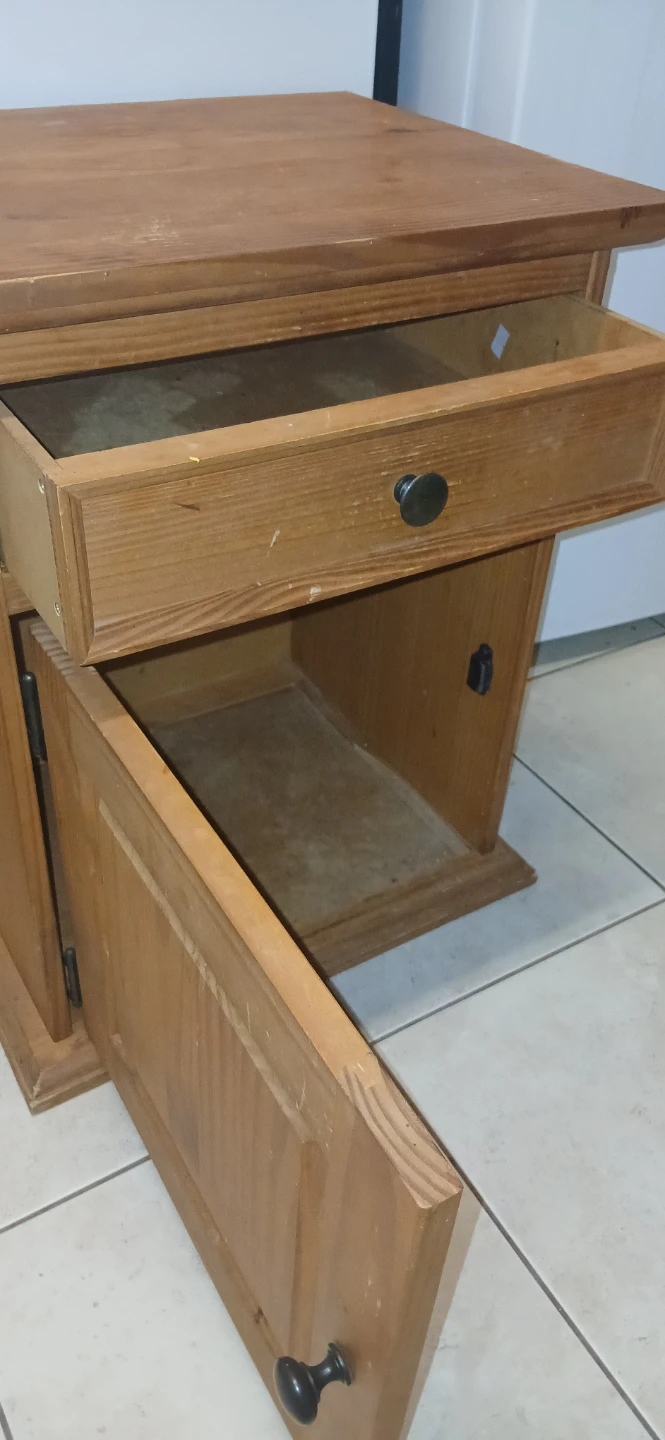Wooden Nightstand with Drawer and Cabinet - photo 2