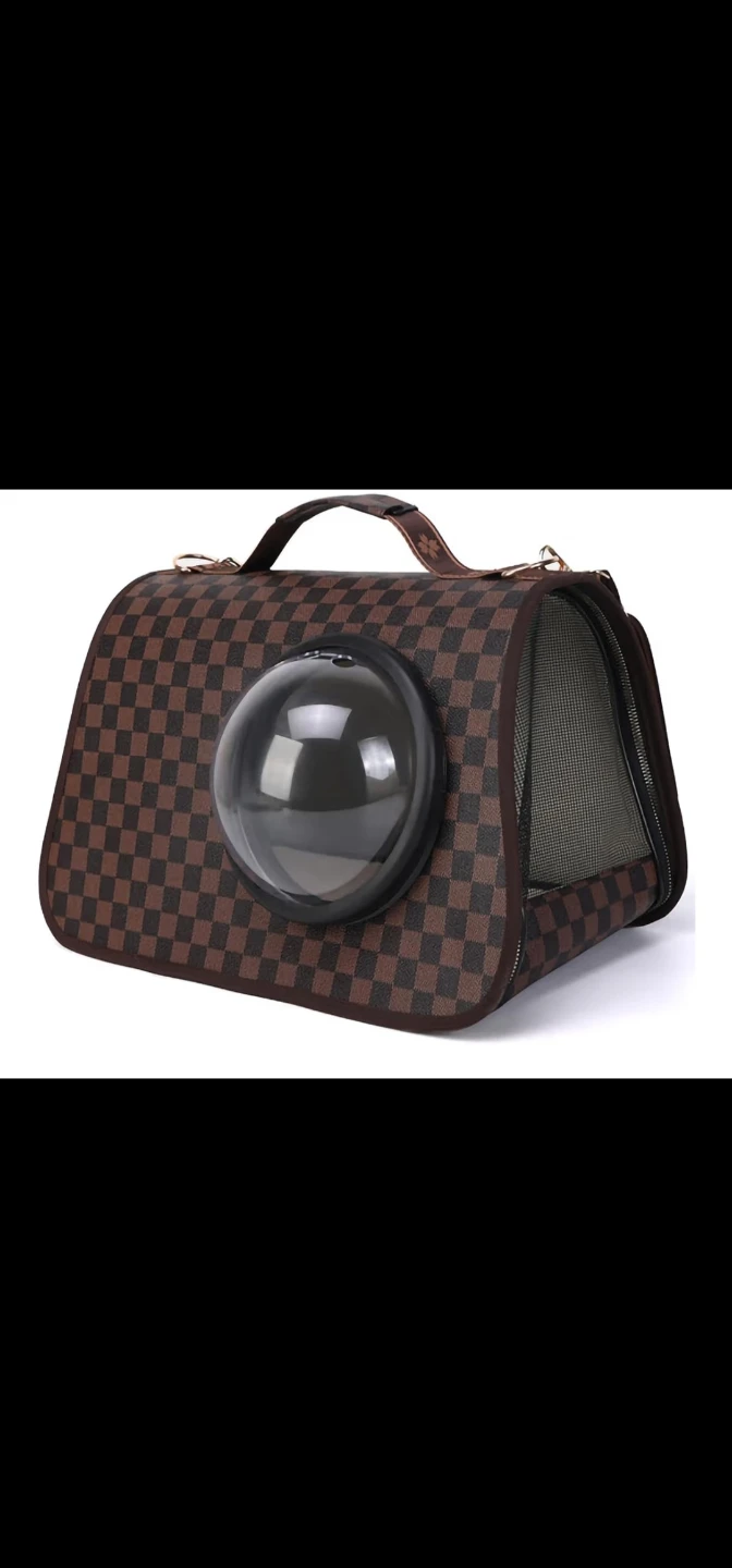 Pet Carrier with Bubble Window - Beige, 16" L x 10" W x 10" H
