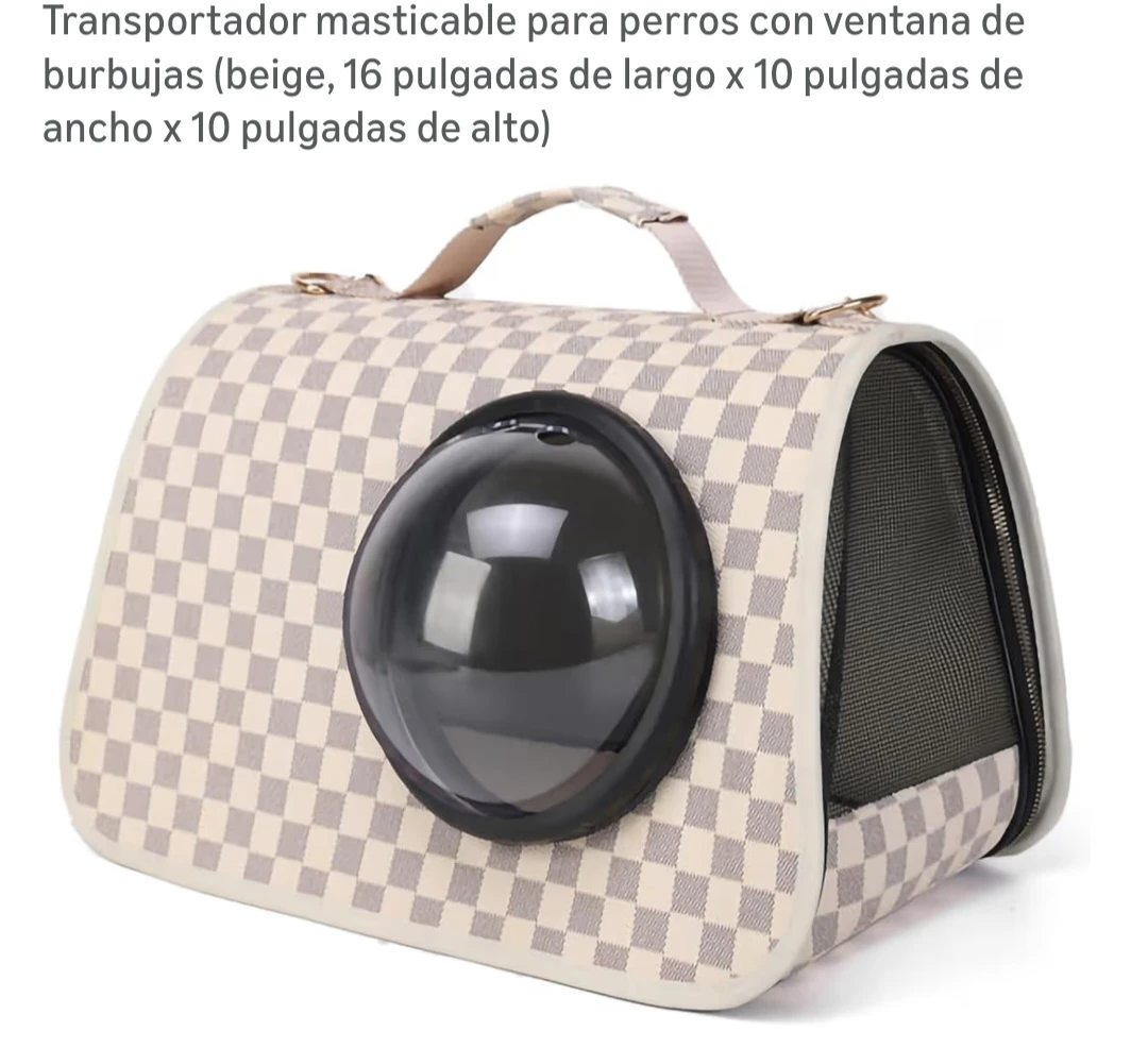 Pet Carrier with Bubble Window - Beige, 16" L x 10" W x 10" H - photo 2
