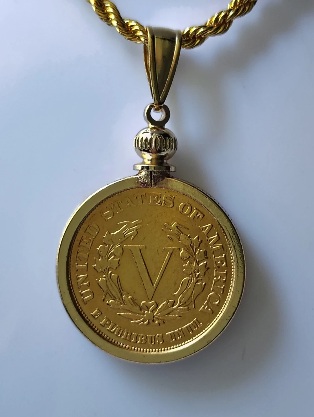 1883 Liberty Head Nickel Pendant with Gold Chain - photo 2