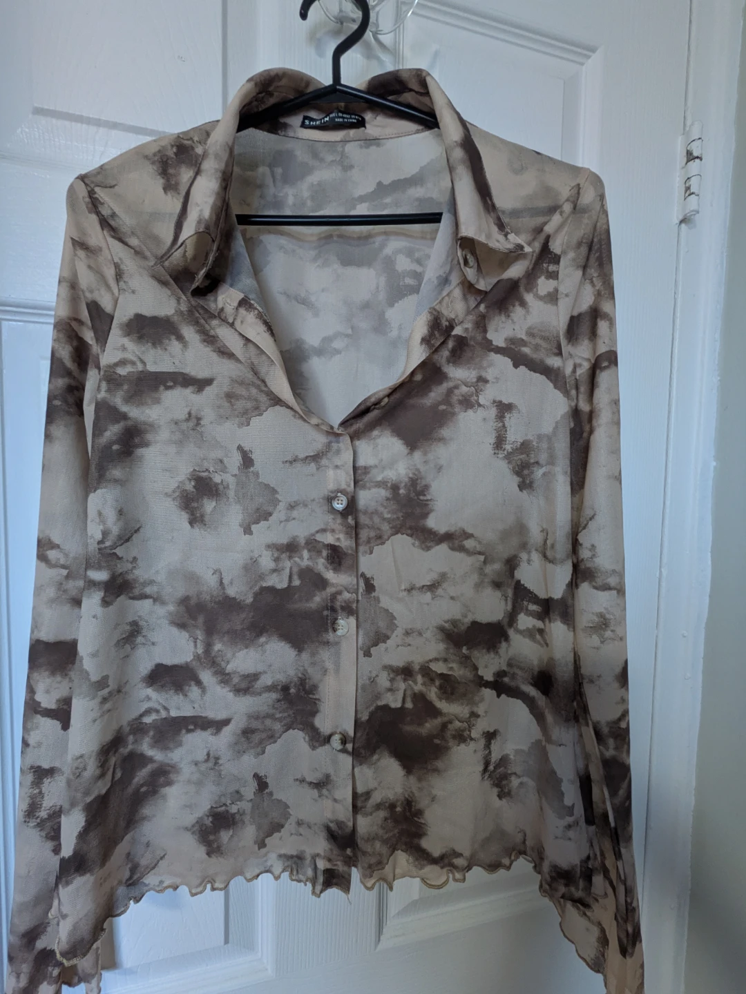 SHEIN Cloud Print Button-Up Shirt