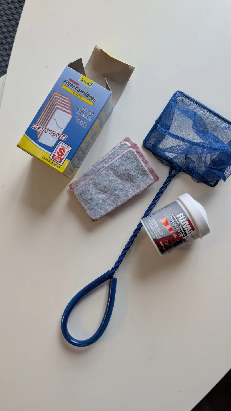 Tetra Filter Cartridges & Shrimp Food and fish net
