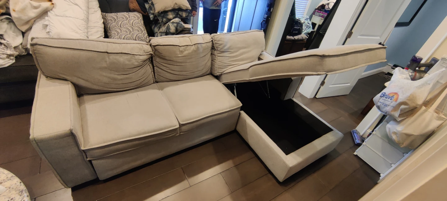 Light Gray Sectional Sofa with Storage