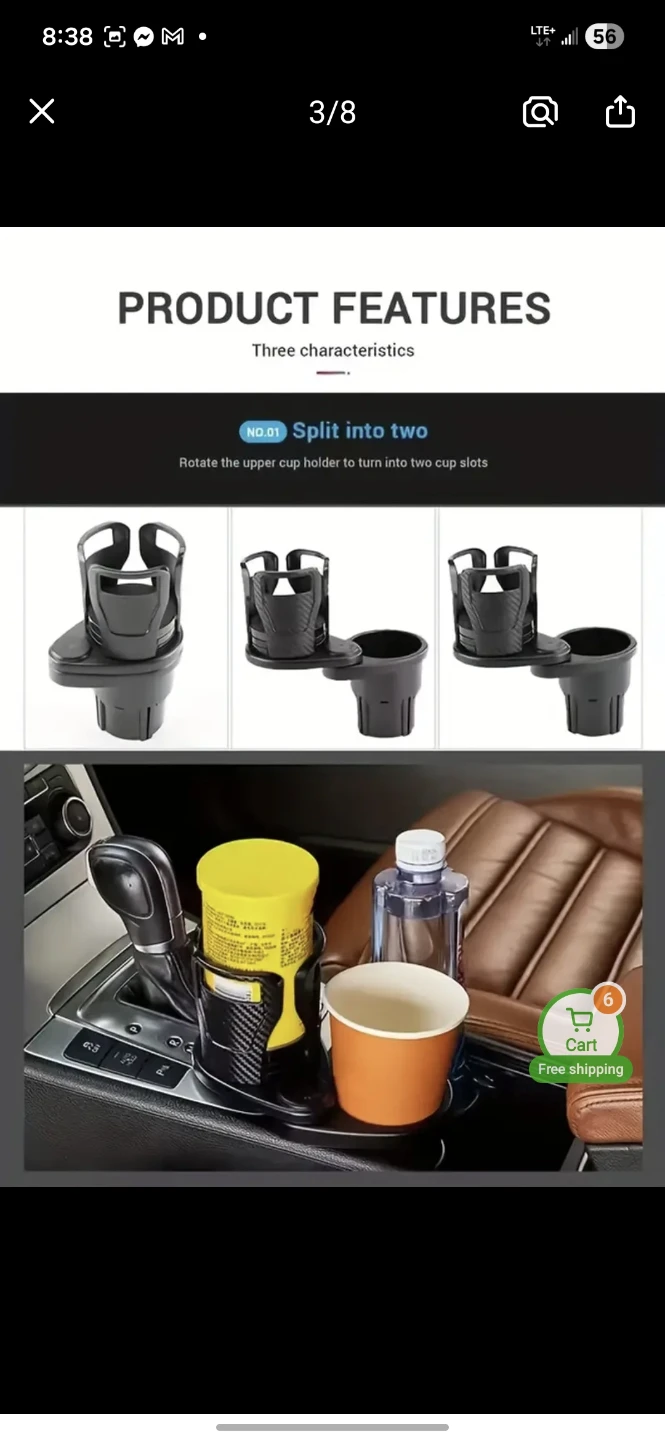 Adjustable Car Cup Holder with Phone Mount