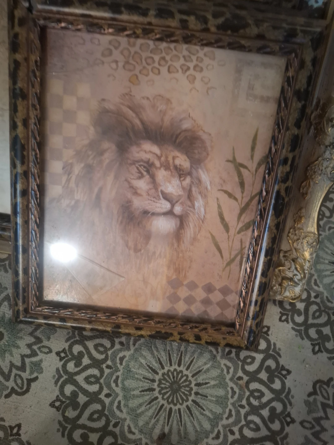 Framed Art Print Set of 3 Leopard and Lion Designs