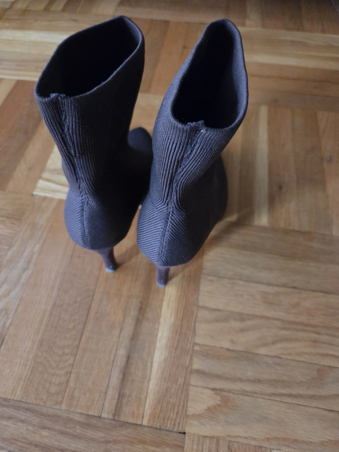 Brown Sock Heeled Boots