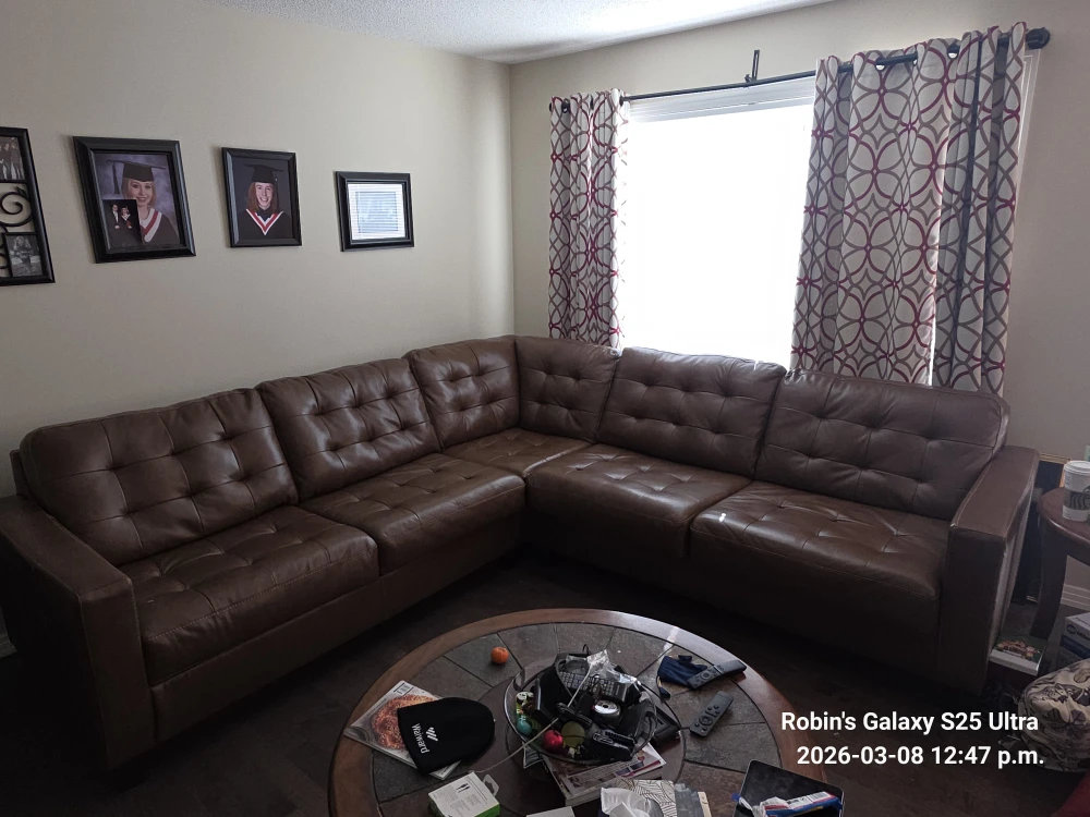 Brown Leather Tufted Sectional Sofa 9 x 9 - photo 3