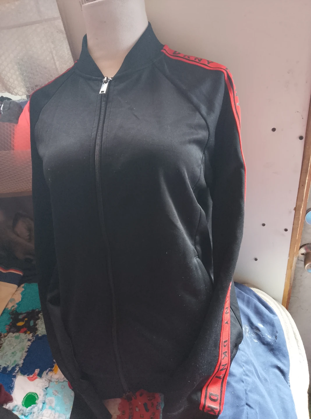 DKNY Black Track Jacket with Red Logo Tape - photo 4