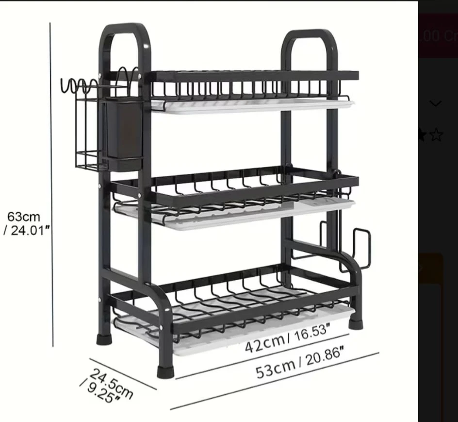 3-Tier Dish Rack with Chopstick Holder - photo 3