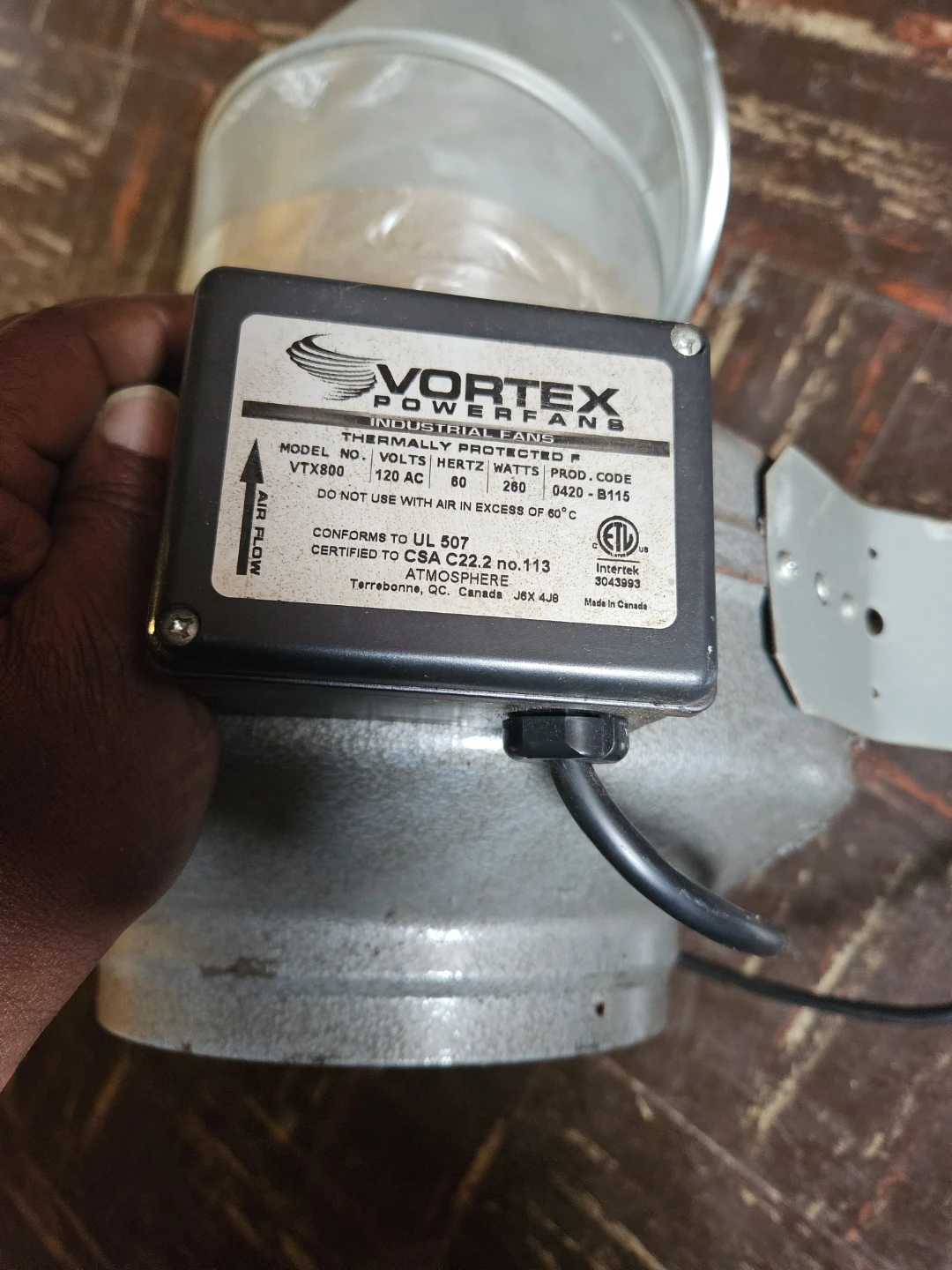 Vortex Powerfans Industrial Inline Fan VTX800 - photo 4