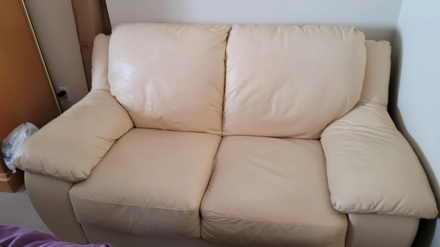 Pastel  pink Leather Loveseat