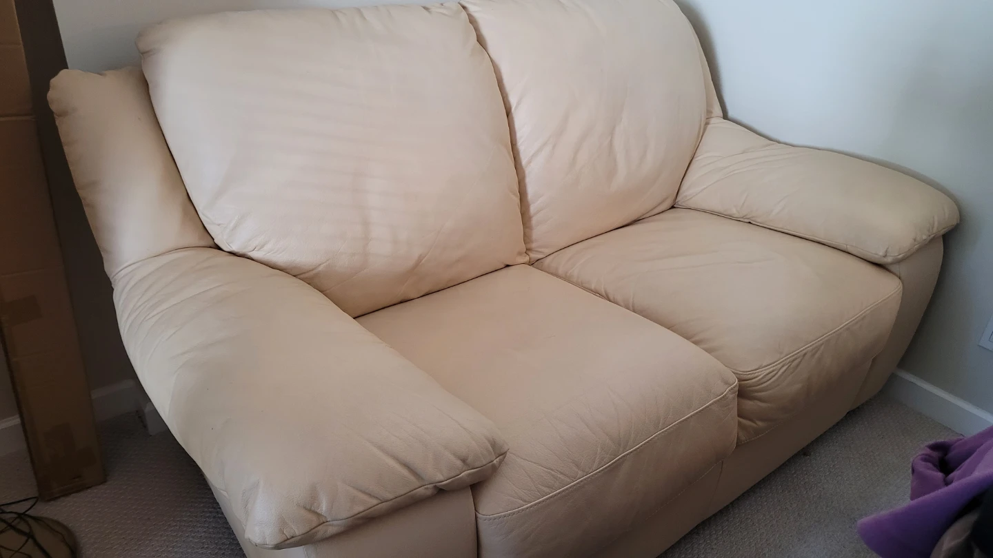 Pastel  pink Leather Loveseat - photo 2