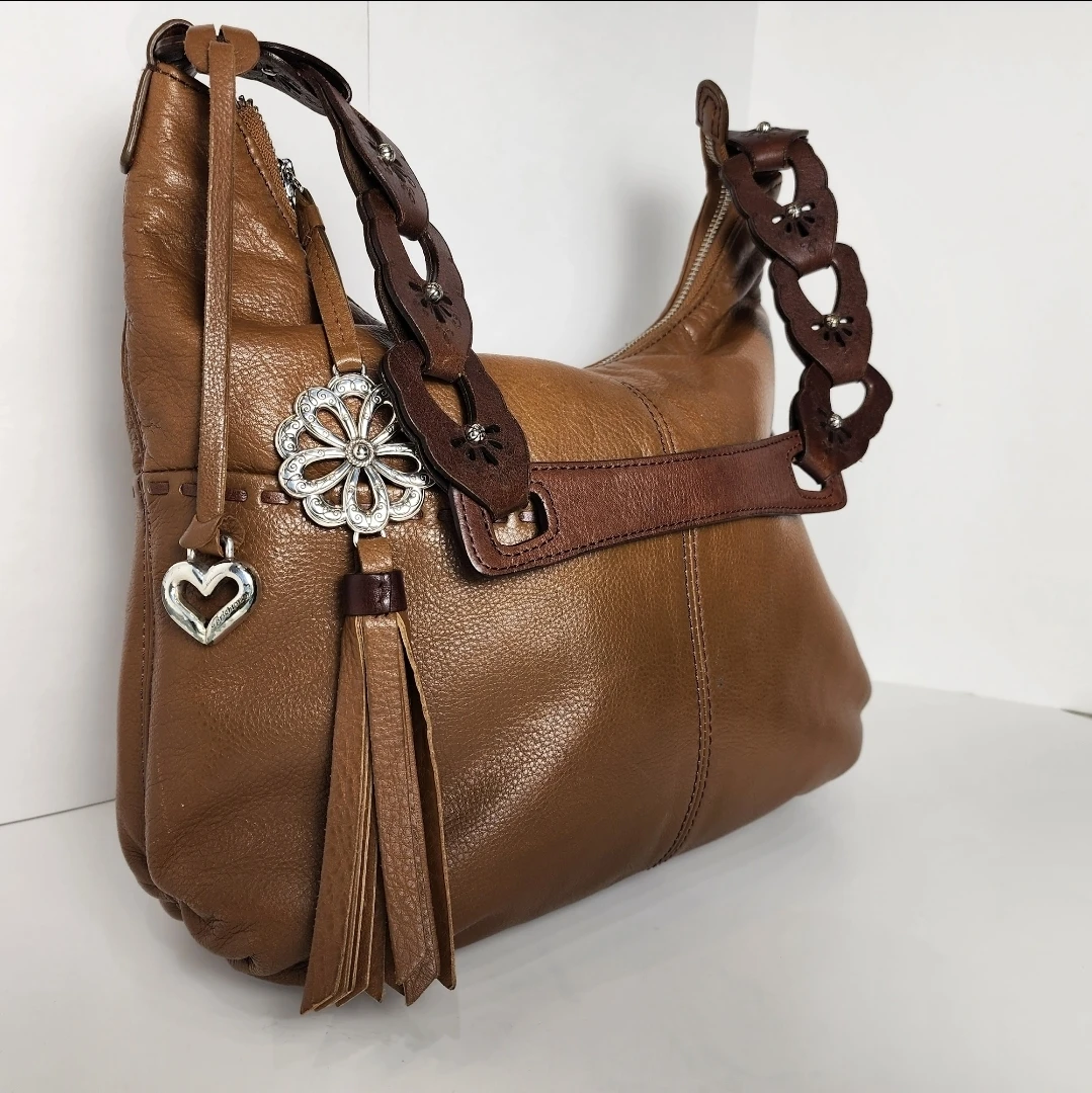 Brighton Cognac Leather Scalloped Laser Cut Strap & Charm - photo 2