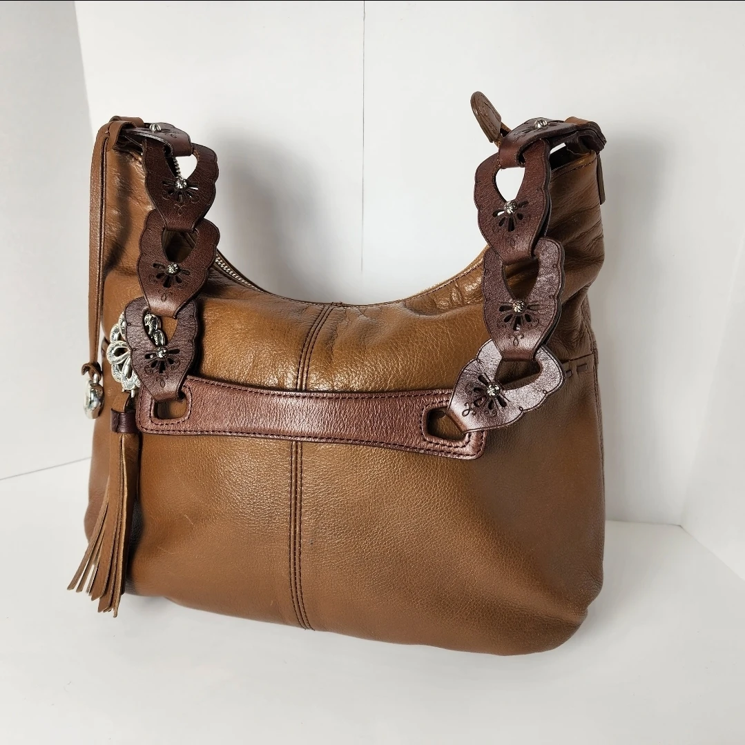 Brighton Cognac Leather Scalloped Laser Cut Strap & Charm - photo 3