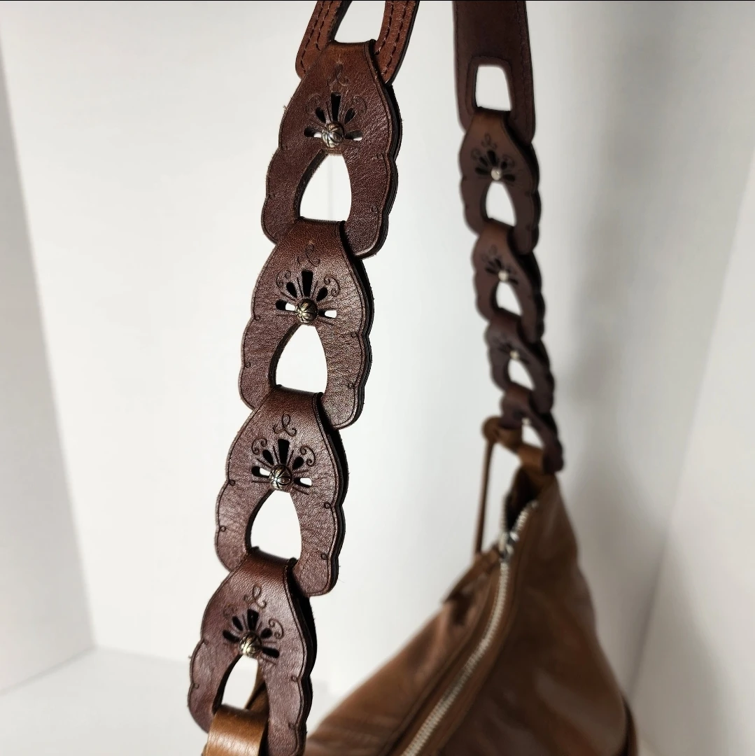 Brighton Cognac Leather Scalloped Laser Cut Strap & Charm - photo 4