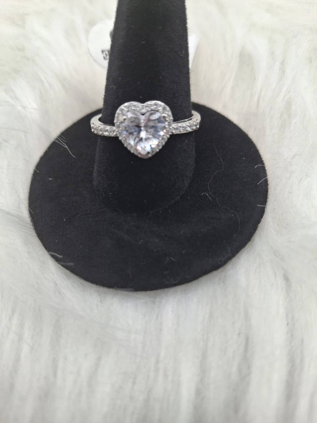 Heart Shape Halo Ring with Pave Band