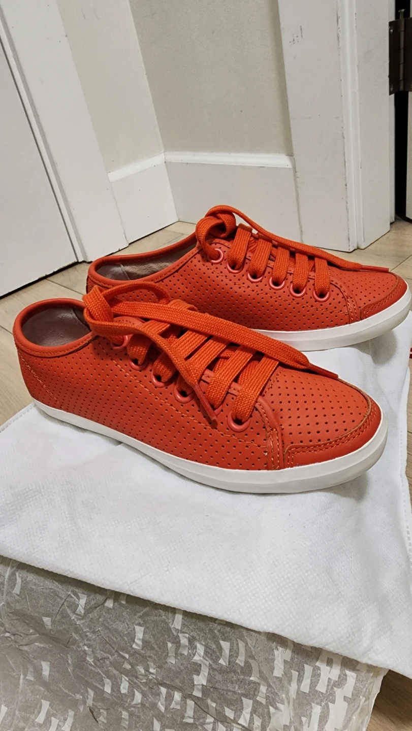 Camper Red Perforated Leather Sneakers