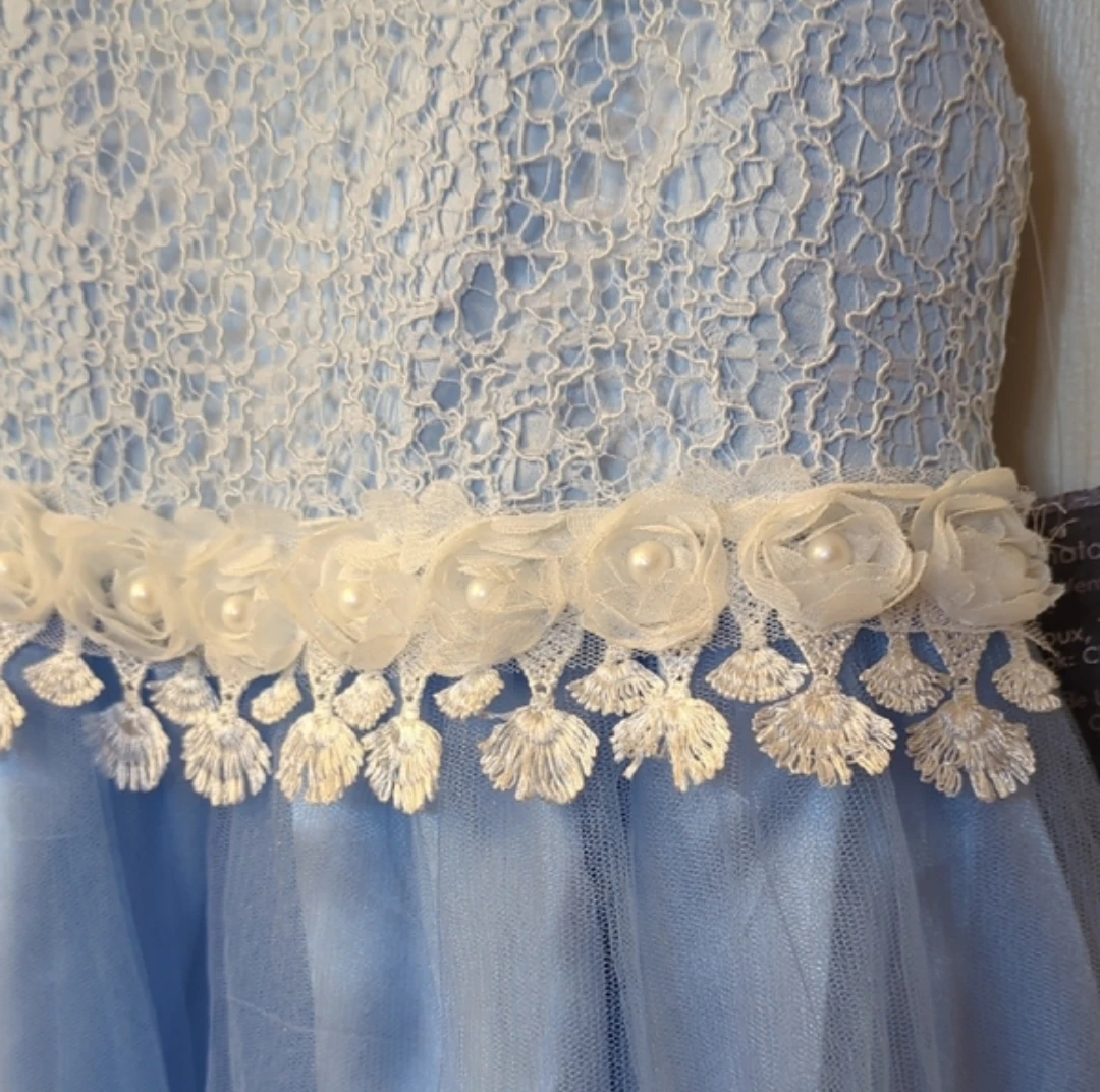 Girls Blue Lace Dress - Size 130 - photo 2