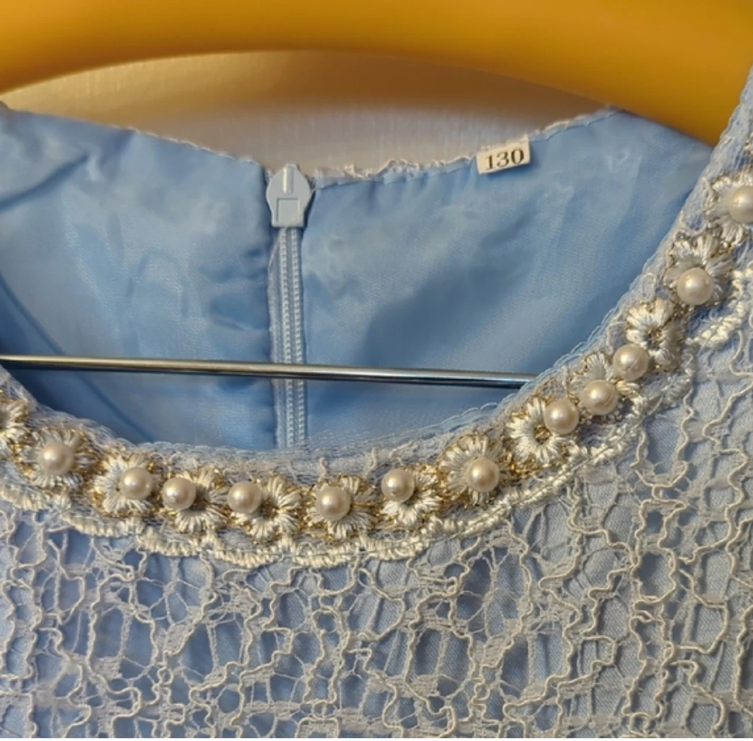 Girls Blue Lace Dress - Size 130 - photo 3