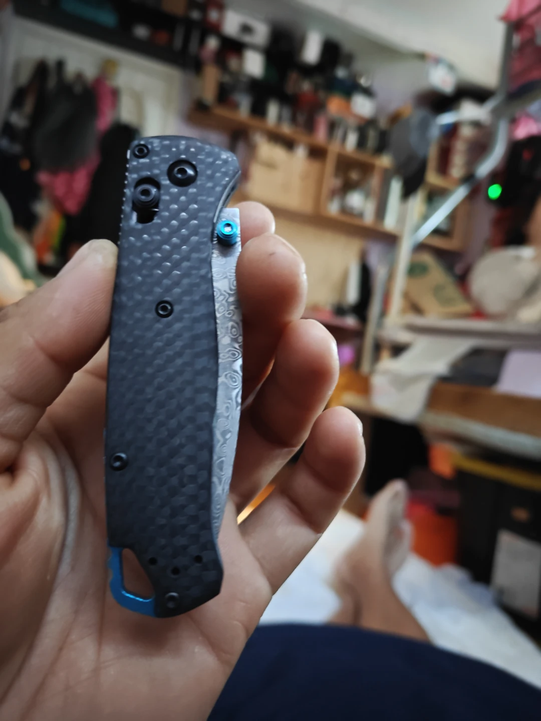 Benchmade Bugout Carbon Fibre Damascus Knife