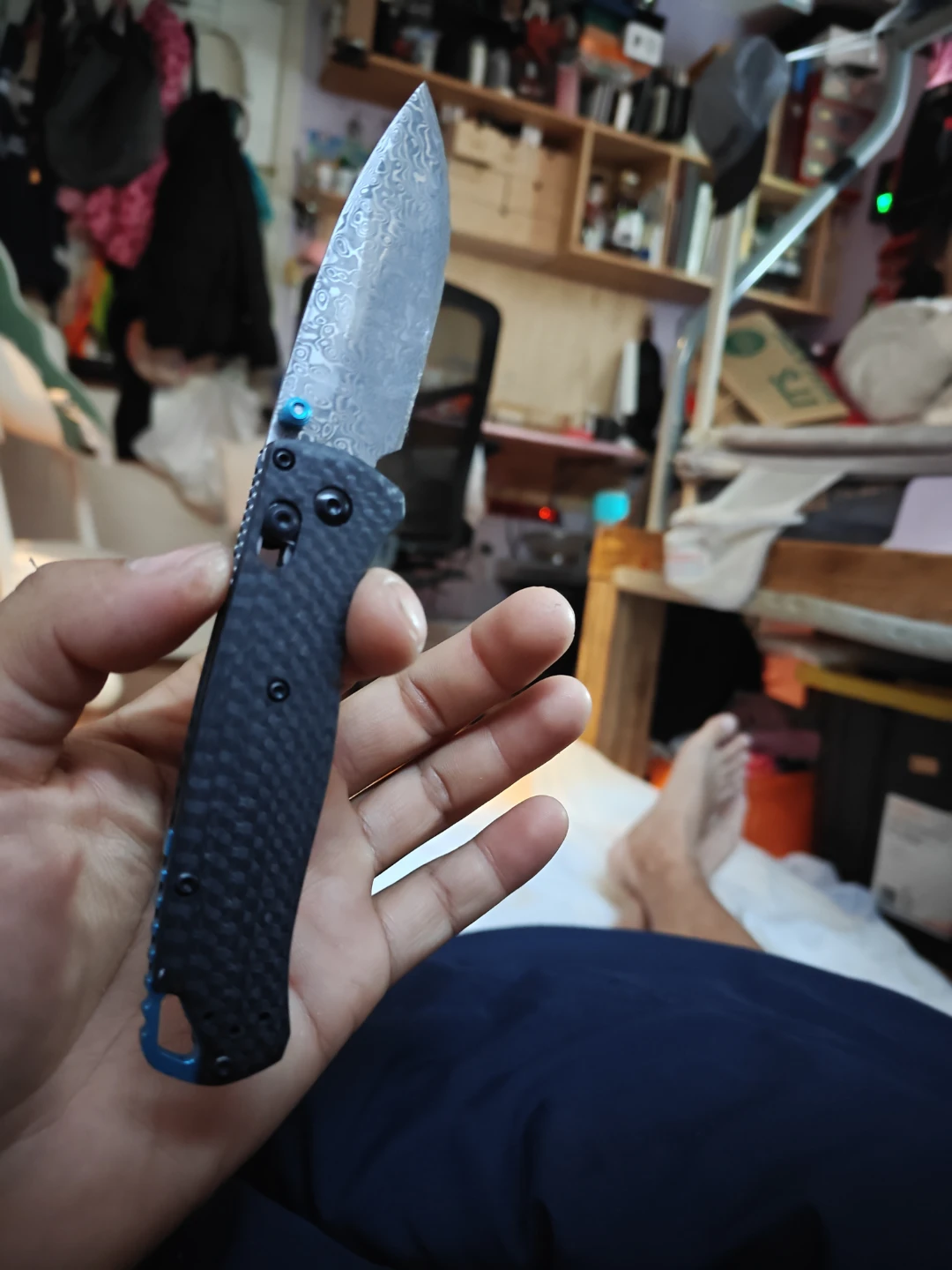 Benchmade Bugout Carbon Fibre Damascus Knife - photo 3