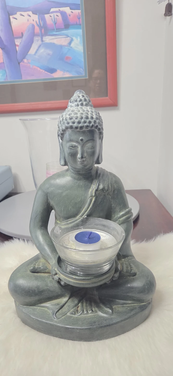 Sitting Buddha Candle Holder Figurine