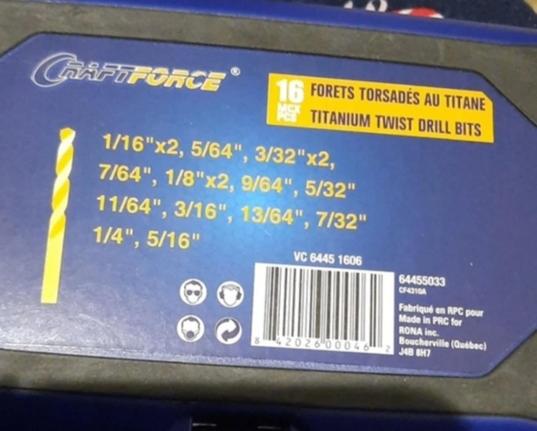 NIP CRAFTFORCE 16 PIECE DRILL BITS W/CASE - photo 3