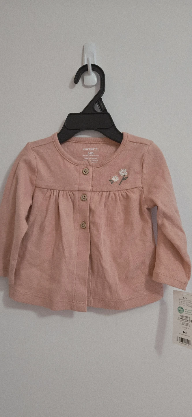 New!Carters Baby Girls Pink Cardigan Size 6 Months