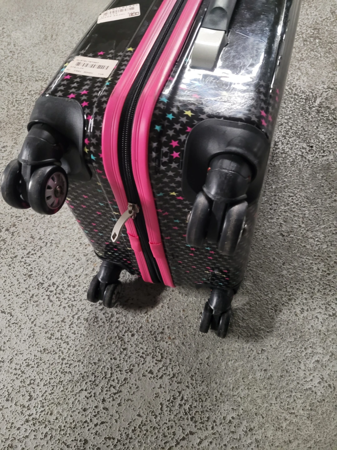 Hello Kitty Kids Rolling Suitcase - Black with Pink Stars - photo 2