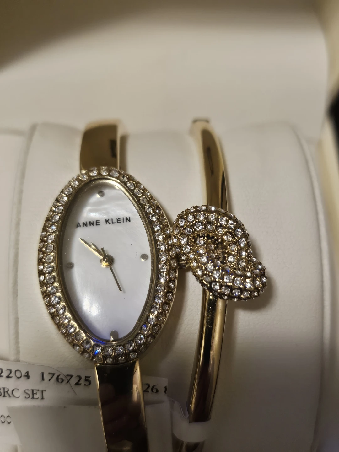Anne Klein Gold Tone Crystal Bangle Watch and Bracelet Set - photo 2