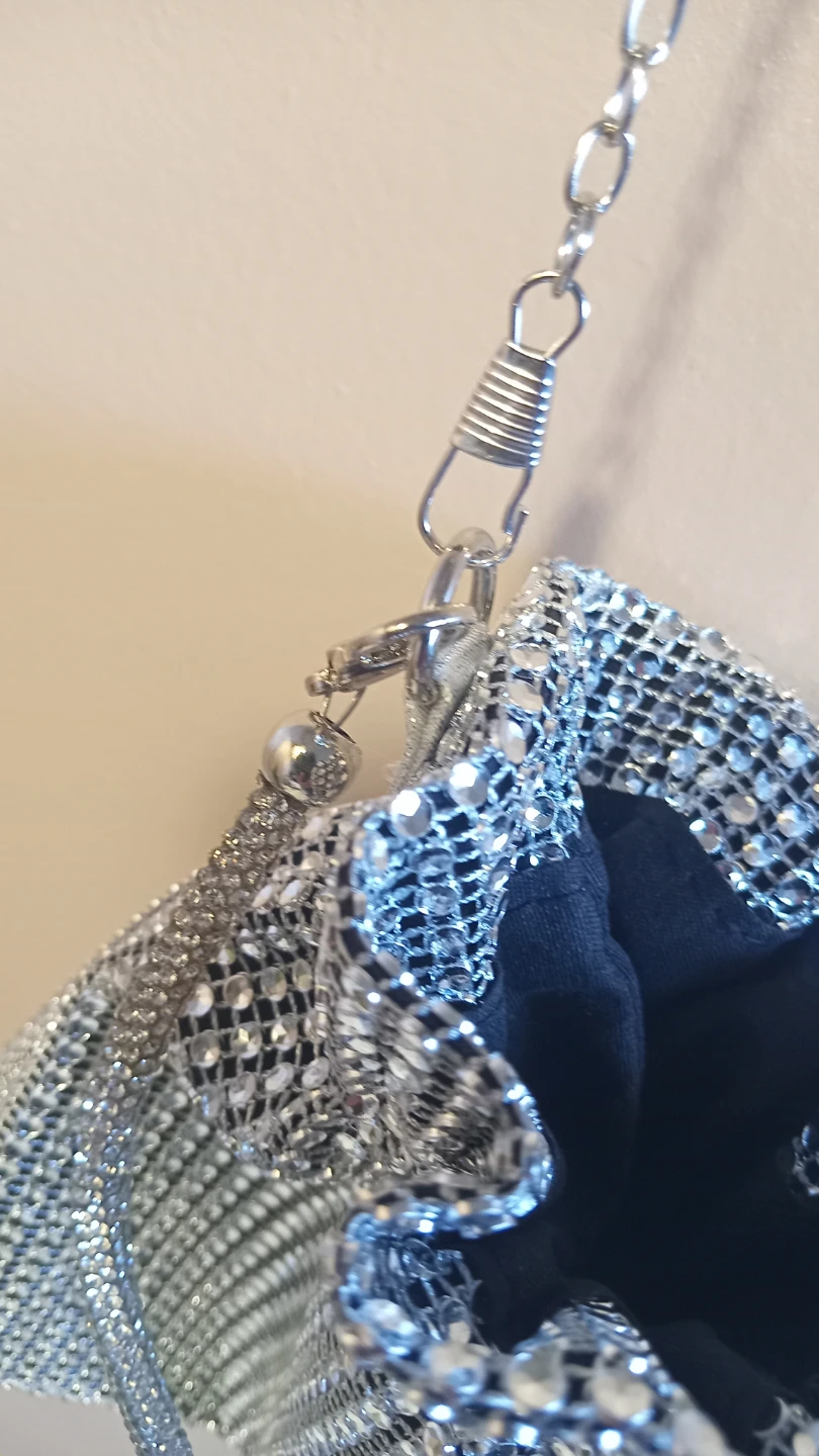 Sparkly Silver Drawstring Evening Bag - photo 5