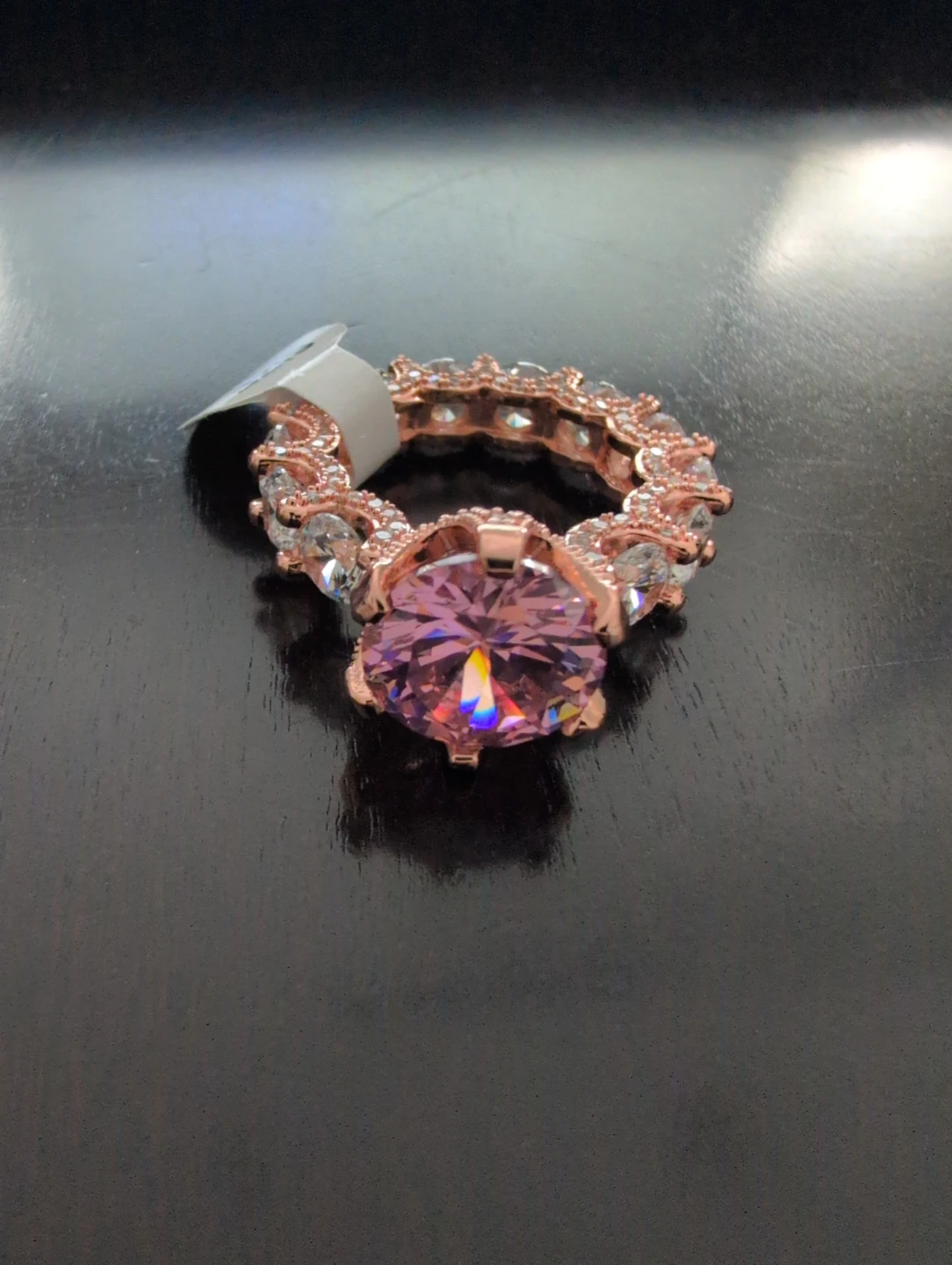 Rose Gold Pink Gemstone Ring Size 8 - photo 2
