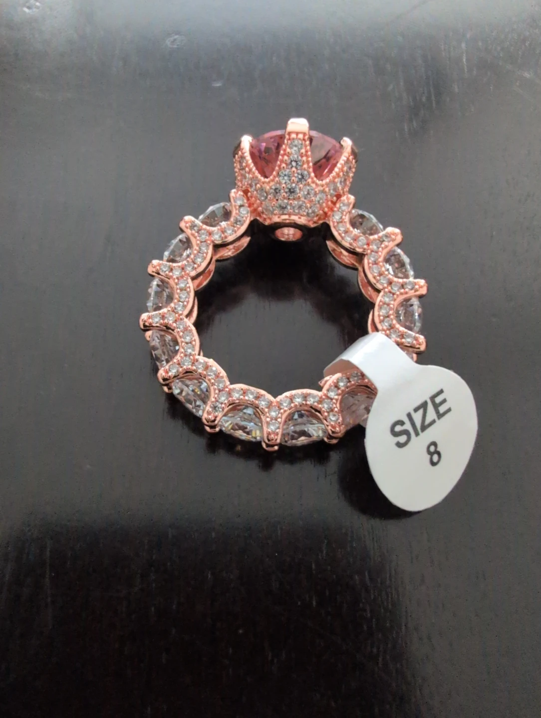 Rose Gold Pink Gemstone Ring Size 8 - photo 3