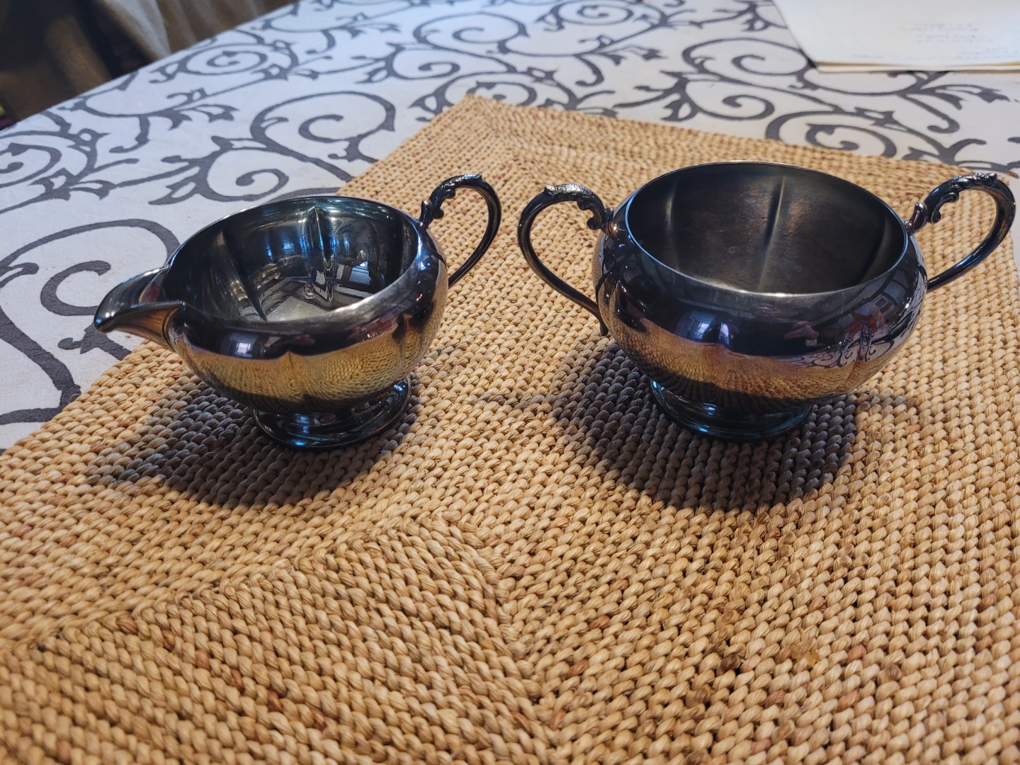 Silver Plated Sugar Bowl and Creamer Set
