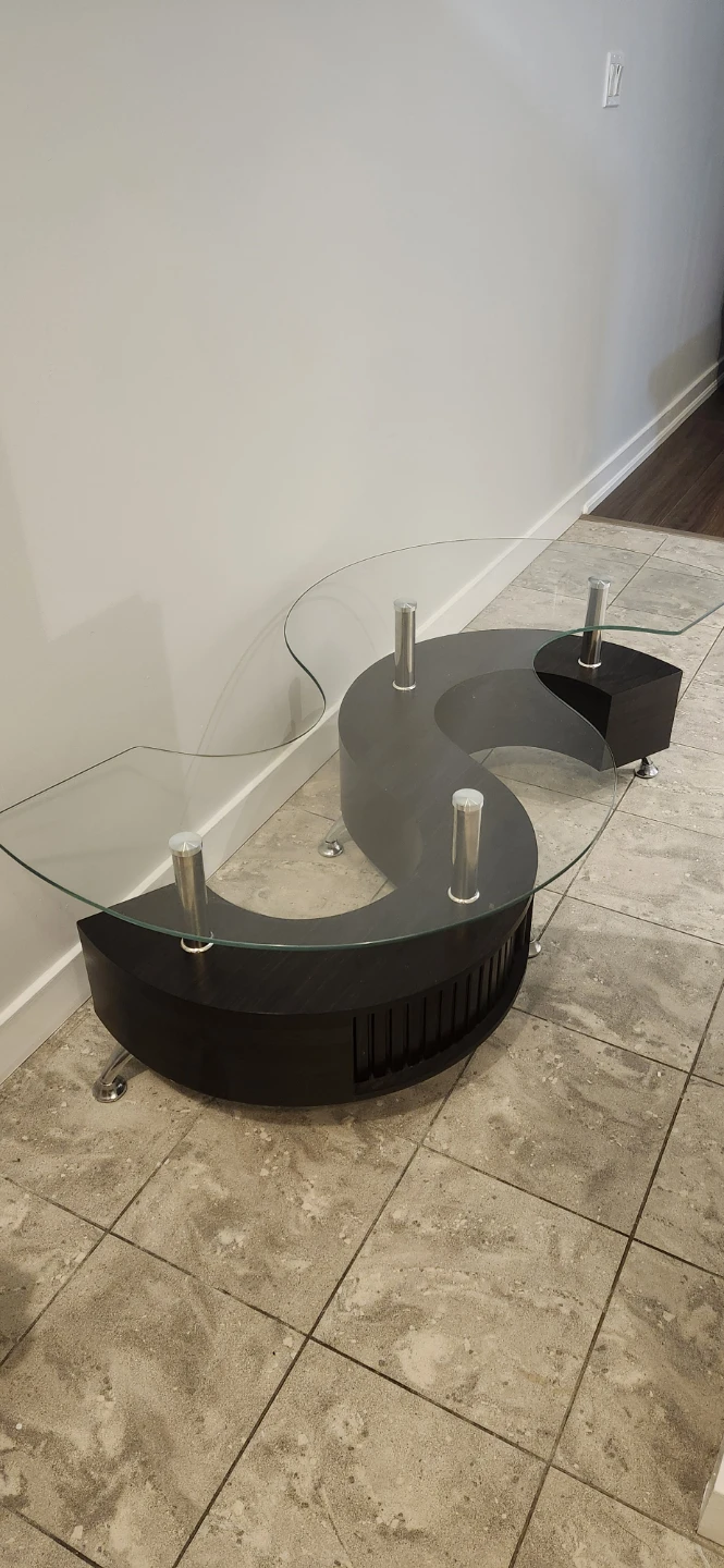 S-Shaped Glass Coffee Table