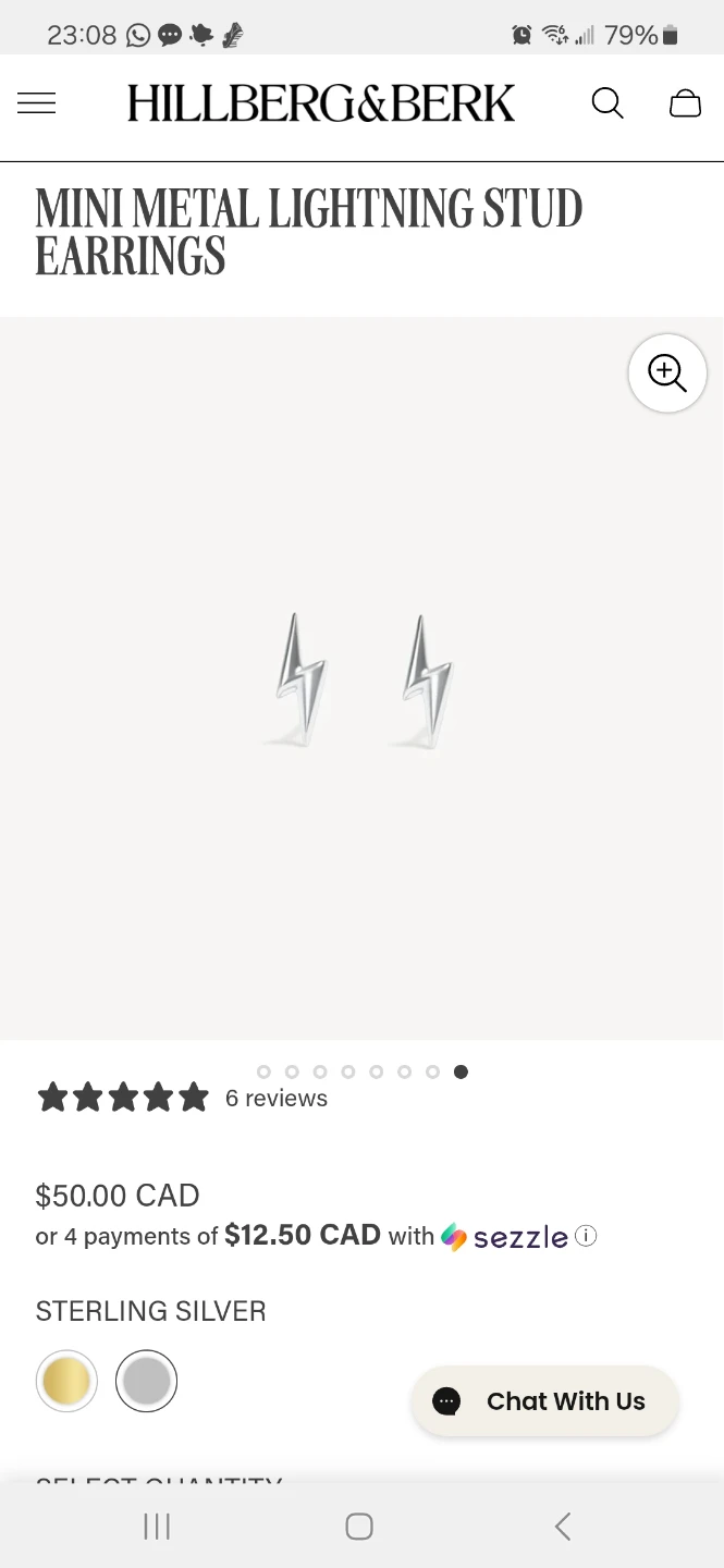 Hillberg & Berk Silver Lightening Stud Earrings, Buffing Cloth - photo 2