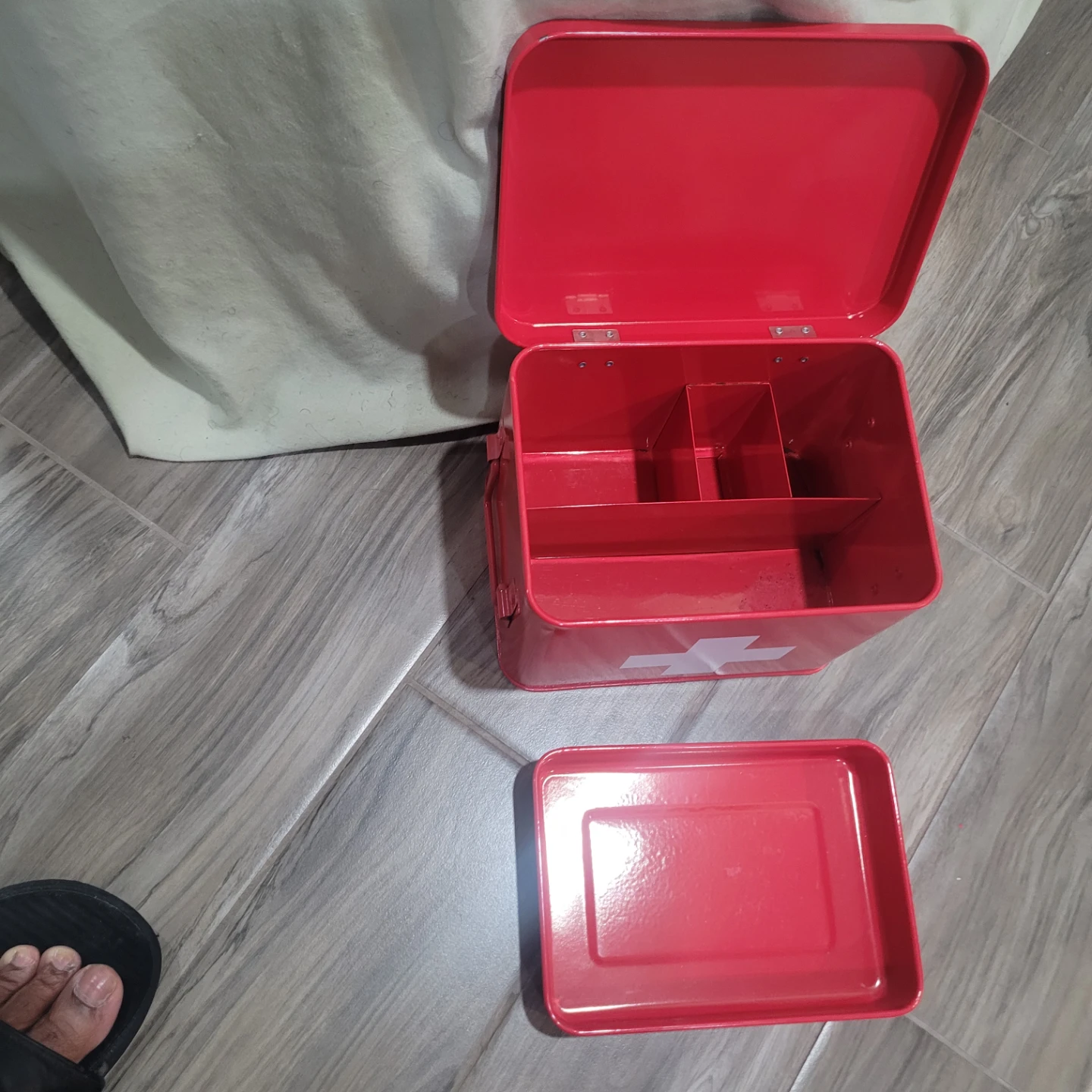 Red Metal First Aid Box with White Cross - photo 3