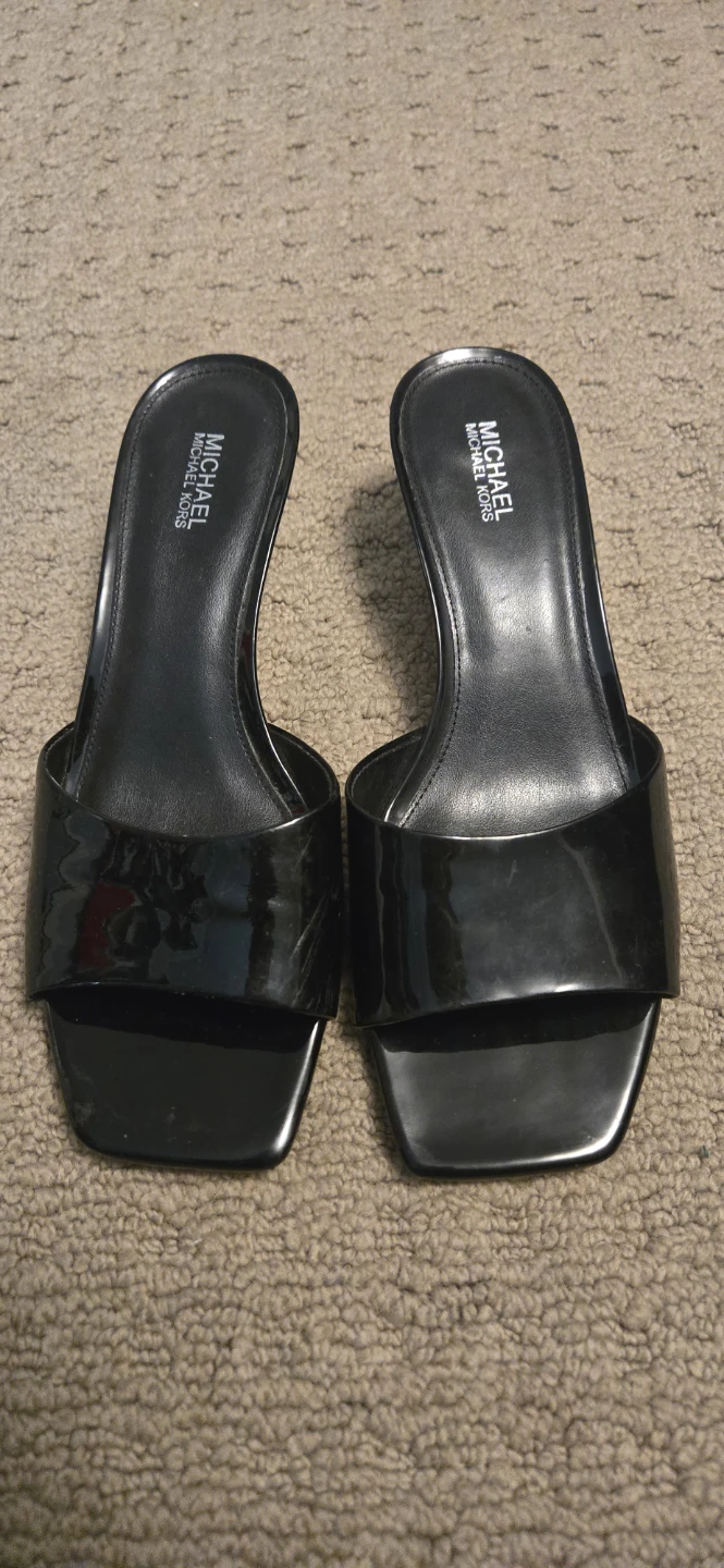 Michael Kors Black Patent Leather Slide Heels